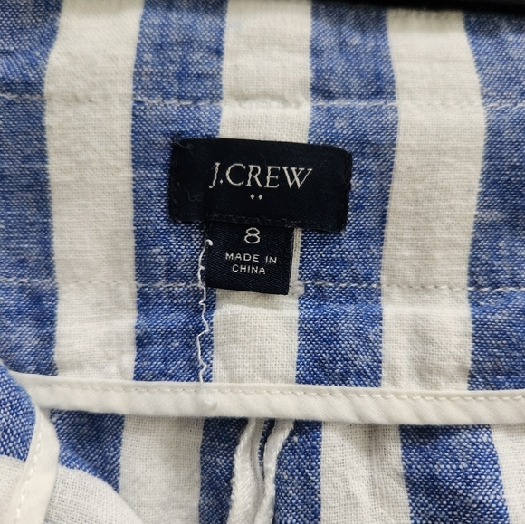 J. Crew Wide Leg Paper Bag Tie Waist Linen Cotton Pant Size 8 - Picture 5 of 11